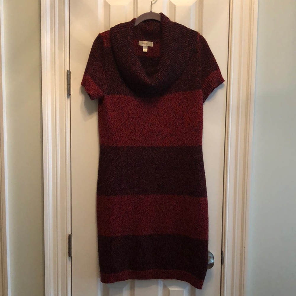 Red and black cowl neck dress!